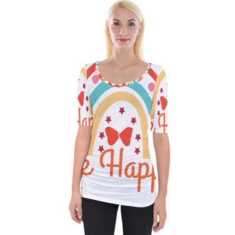 Be Happy And Smile T- Shirt Be Happy T- Shirt Yoga Reflexion Pose T- Shirtyoga Reflexion Pose T- Shirt Wide Neckline T-shirt by hizuto