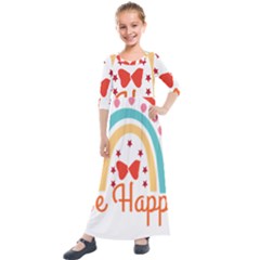 Be Happy And Smile T- Shirt Be Happy T- Shirt Yoga Reflexion Pose T- Shirtyoga Reflexion Pose T- Shirt Kids  Quarter Sleeve Maxi Dress by hizuto