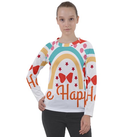 Be Happy And Smile T- Shirt Be Happy T- Shirt Yoga Reflexion Pose T- Shirtyoga Reflexion Pose T- Shirt Women s Long Sleeve Raglan T-shirt by hizuto