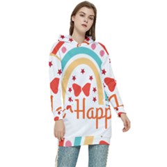 Be Happy And Smile T- Shirt Be Happy T- Shirt Yoga Reflexion Pose T- Shirtyoga Reflexion Pose T- Shirt Women s Long Oversized Pullover Hoodie by hizuto