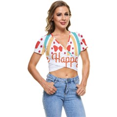 Be Happy And Smile T- Shirt Be Happy T- Shirt Yoga Reflexion Pose T- Shirtyoga Reflexion Pose T- Shirt Short Sleeve Foldover T-shirt by hizuto