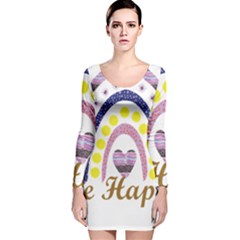 Be Happy T- Shirt Be Happy T- Shirt Yoga Reflexion Pose T- Shirtyoga Reflexion Pose T- Shirt Long Sleeve Velvet Bodycon Dress by hizuto