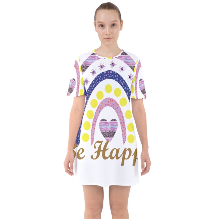 Be Happy T- Shirt Be Happy T- Shirt Yoga Reflexion Pose T- Shirtyoga Reflexion Pose T- Shirt Sixties Short Sleeve Mini Dress