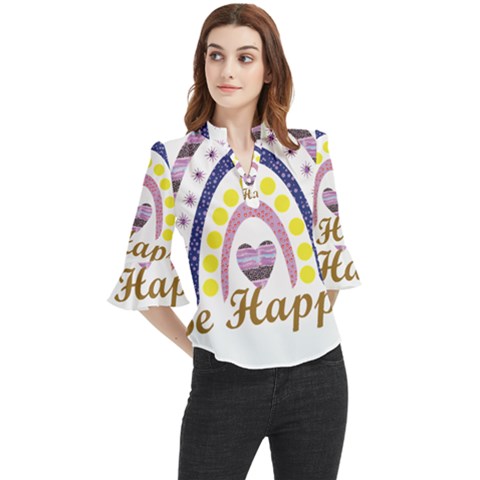 Be Happy T- Shirt Be Happy T- Shirt Yoga Reflexion Pose T- Shirtyoga Reflexion Pose T- Shirt Loose Horn Sleeve Chiffon Blouse by hizuto