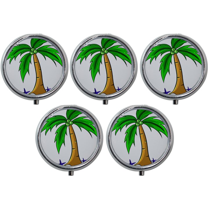 Beach Coconut Tree T- Shirt Beach Coconut Tree T- Shirt Yoga Reflexion Pose T- Shirtyoga Reflexion Pose T- Shirt Mini Round Pill Box (Pack of 5)