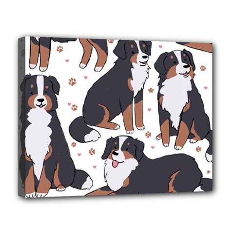 Bernese Mountain Dog T- Shirtbernese Mountain Dog Illustration T- Shirt Yoga Reflexion Pose T- Shirtyoga Reflexion Pose T- Shirt Canvas 14  X 11  (stretched) by hizuto