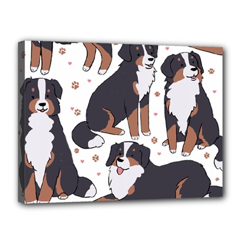 Bernese Mountain Dog T- Shirtbernese Mountain Dog Illustration T- Shirt Yoga Reflexion Pose T- Shirtyoga Reflexion Pose T- Shirt Canvas 16  X 12  (stretched) by hizuto