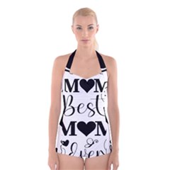 Best Mom Ever Gift T- Shirt Best Knitting Mom Ever T- Shirt Yoga Reflexion Pose T- Shirtyoga Reflexion Pose T- Shirt Boyleg Halter Swimsuit  by hizuto