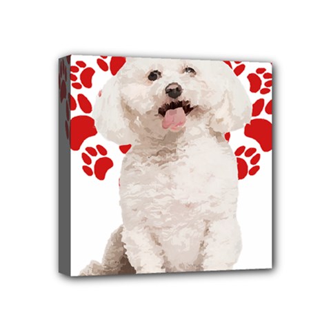 Bichon Frise Gift T- Shirt Cool Bichon Frise Valentine Heart Paw Bichon Frise Dog Lover Valentine Co Yoga Reflexion Pose T- Shirtyoga Reflexion Pose T- Shirt Mini Canvas 4  X 4  (stretched) by hizuto