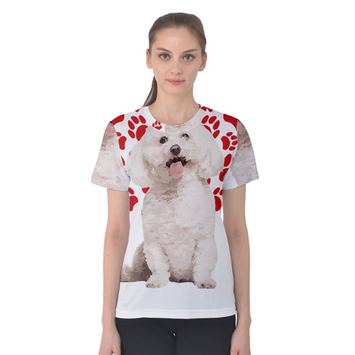 Bichon Frise Gift T- Shirt Cool Bichon Frise Valentine Heart Paw Bichon Frise Dog Lover Valentine Co Yoga Reflexion Pose T- Shirtyoga Reflexion Pose T- Shirt Women s Cotton T-Shirt