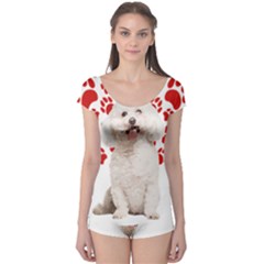 Bichon Frise Gift T- Shirt Cool Bichon Frise Valentine Heart Paw Bichon Frise Dog Lover Valentine Co Yoga Reflexion Pose T- Shirtyoga Reflexion Pose T- Shirt Boyleg Leotard  by hizuto