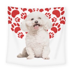 Bichon Frise Gift T- Shirt Cool Bichon Frise Valentine Heart Paw Bichon Frise Dog Lover Valentine Co Yoga Reflexion Pose T- Shirtyoga Reflexion Pose T- Shirt Square Tapestry (large) by hizuto