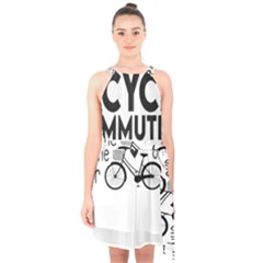 Bicycle T- Shirt Bicycle Commuting Is The Only Way For Me T- Shirt Yoga Reflexion Pose T- Shirtyoga Reflexion Pose T- Shirt Halter Collar Waist Tie Chiffon Dress by hizuto