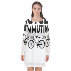 Bicycle T- Shirt Bicycle Commuting Is The Only Way For Me T- Shirt Yoga Reflexion Pose T- Shirtyoga Reflexion Pose T- Shirt Long Sleeve Chiffon Shift Dress  by hizuto