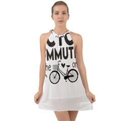 Bicycle T- Shirt Bicycle Commuting Is The Only Way For Me T- Shirt Yoga Reflexion Pose T- Shirtyoga Reflexion Pose T- Shirt Halter Tie Back Chiffon Dress by hizuto