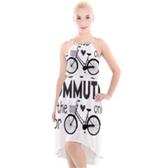 Bicycle T- Shirt Bicycle Commuting Is The Only Way For Me T- Shirt Yoga Reflexion Pose T- Shirtyoga Reflexion Pose T- Shirt High-low Halter Chiffon Dress  by hizuto