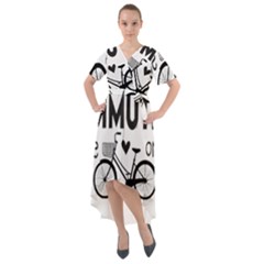 Bicycle T- Shirt Bicycle Commuting Is The Only Way For Me T- Shirt Yoga Reflexion Pose T- Shirtyoga Reflexion Pose T- Shirt Front Wrap High Low Dress by hizuto