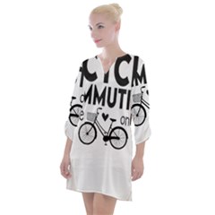 Bicycle T- Shirt Bicycle Commuting Is The Only Way For Me T- Shirt Yoga Reflexion Pose T- Shirtyoga Reflexion Pose T- Shirt Open Neck Shift Dress by hizuto