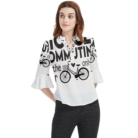 Bicycle T- Shirt Bicycle Commuting Is The Only Way For Me T- Shirt Yoga Reflexion Pose T- Shirtyoga Reflexion Pose T- Shirt Loose Horn Sleeve Chiffon Blouse by hizuto