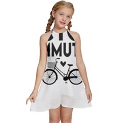 Bicycle T- Shirt Bicycle Commuting Is The Only Way For Me T- Shirt Yoga Reflexion Pose T- Shirtyoga Reflexion Pose T- Shirt Kids  Halter Collar Waist Tie Chiffon Dress