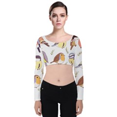 Birds Illustration T- Shirt Cute European Birds Illustration T- Shirt (1) Yoga Reflexion Pose T- Shirtyoga Reflexion Pose T- Shirt Velvet Long Sleeve Crop Top by hizuto