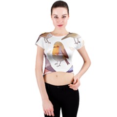 Birds Illustration T- Shirt Cute European Birds Illustration T- Shirt Yoga Reflexion Pose T- Shirtyoga Reflexion Pose T- Shirt Crew Neck Crop Top by hizuto