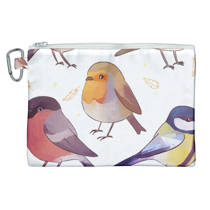 Birds Illustration T- Shirt Cute European Birds Illustration T- Shirt Yoga Reflexion Pose T- Shirtyoga Reflexion Pose T- Shirt Canvas Cosmetic Bag (XL)