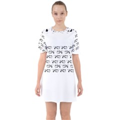 Black And White Cow T- Shirt Black And White Cows Keep On Moooving Cow Puns T- Shirt Yoga Reflexion Pose T- Shirtyoga Reflexion Pose T- Shirt Sixties Short Sleeve Mini Dress by hizuto