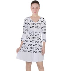 Black And White Cow T- Shirt Black And White Cows Keep On Moooving Cow Puns T- Shirt Yoga Reflexion Pose T- Shirtyoga Reflexion Pose T- Shirt Quarter Sleeve Ruffle Waist Dress by hizuto