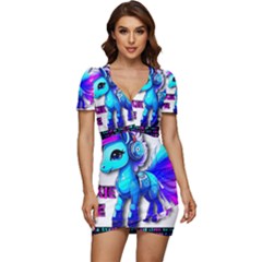 Pinkie Pie  Low Cut Cap Sleeve Mini Dress by Internationalstore