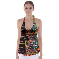 A Little Cat Tie Back Tankini Top by Internationalstore