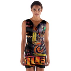 A Little Cat Wrap Front Bodycon Dress by Internationalstore