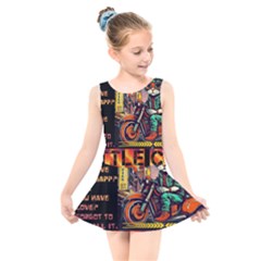 A Little Cat Kids  Skater Dress Swimsuit by Internationalstore