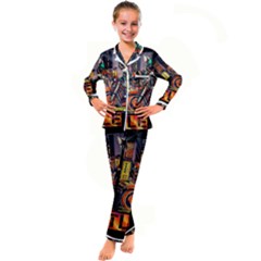 A Little Cat Kids  Satin Long Sleeve Pajamas Set by Internationalstore