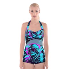 Aesthetic Art  Boyleg Halter Swimsuit  by Internationalstore