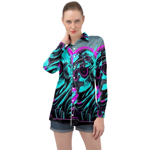 Aesthetic Art  Long Sleeve Satin Shirt by Internationalstore