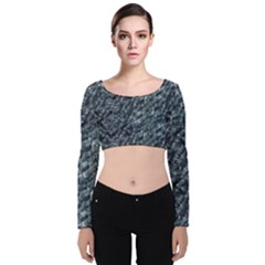 Ceramics Broken  Velvet Long Sleeve Crop Top by Internationalstore