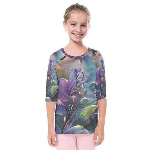 Abstract Blossoms  Kids  Quarter Sleeve Raglan T-shirt by Internationalstore