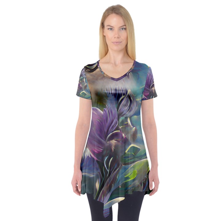 Abstract Blossoms  Short Sleeve Tunic 