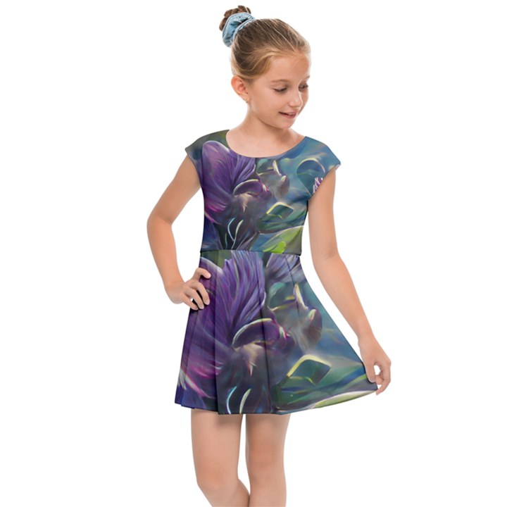 Abstract Blossoms  Kids  Cap Sleeve Dress