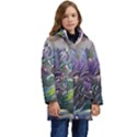 Abstract Blossoms  Kids  Hooded Longline Puffer Jacket View1