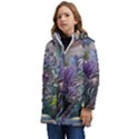 Abstract Blossoms  Kids  Hooded Longline Puffer Jacket View3