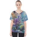 Abstract Blossoms  V-Neck Dolman Drape Top View1