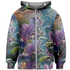 Abstract Blossoms  Kids  Zipper Hoodie Without Drawstring by Internationalstore