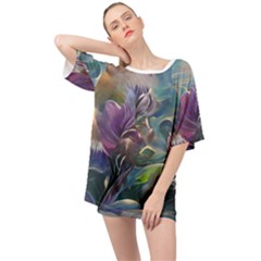 Abstract Blossoms  Oversized Chiffon Top by Internationalstore