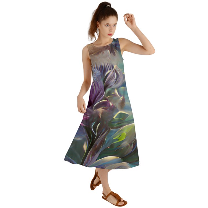 Abstract Blossoms  Summer Maxi Dress