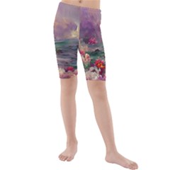 Abstract Flowers  Kids  Mid Length Swim Shorts by Internationalstore