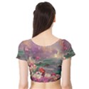 Abstract Flowers  Short Sleeve Crop Top View2