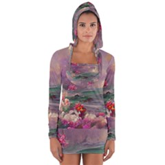 Abstract Flowers  Long Sleeve Hooded T-shirt