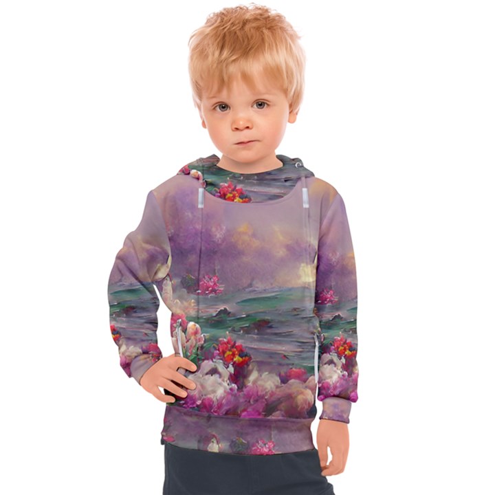 Abstract Flowers  Kids  Hooded Pullover